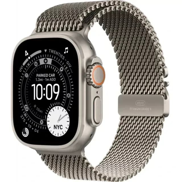 Apple Watch Ultra 3 49mm Natural Titanium case Titanium Milanese Loop Natural (L)