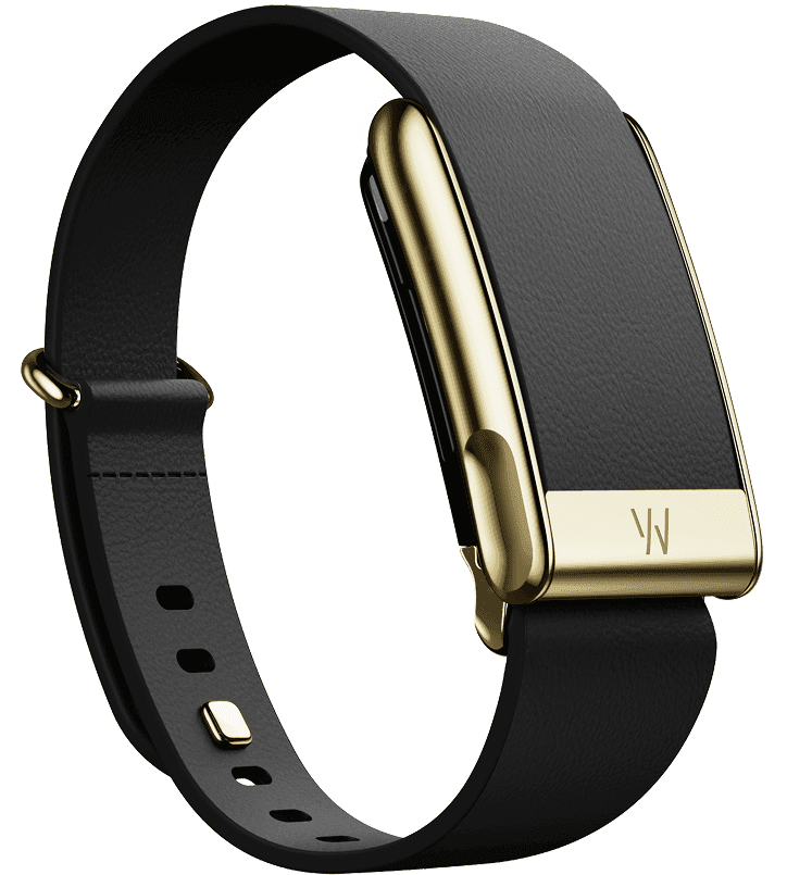 Кожаный люксовый ремешок для Whoop MG LeatherLuxe Straight Band (Black with Gold) (размер L)