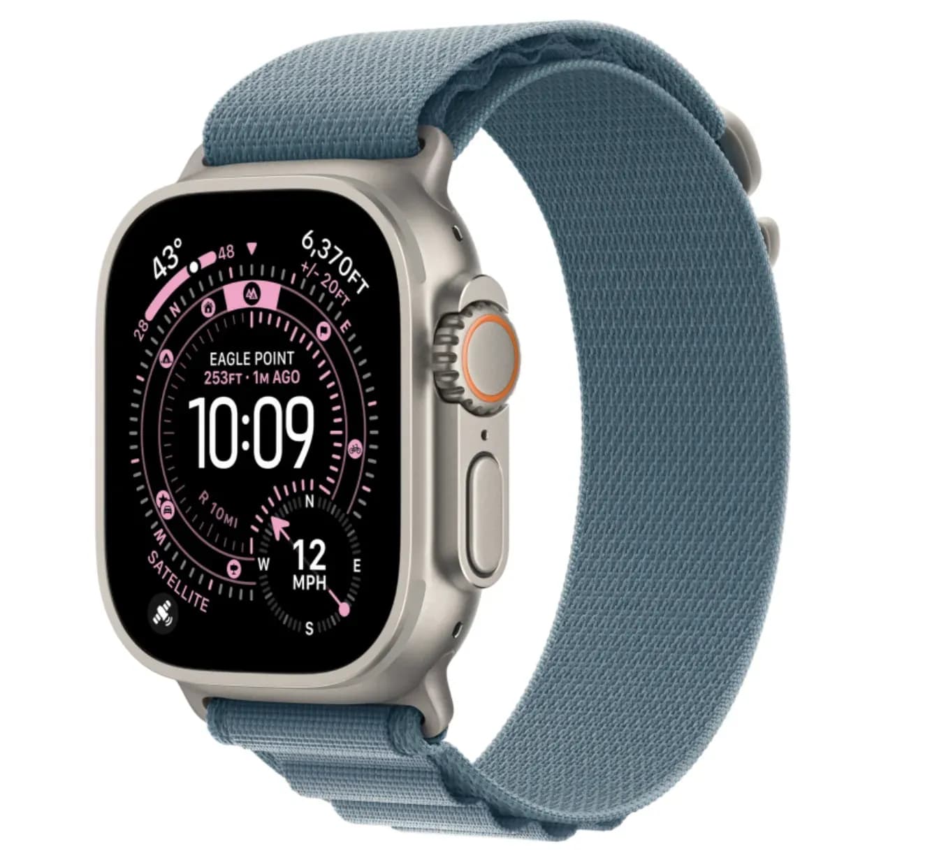 Apple Watch Ultra 3 49mm Natural Titanium case Light Blue Alpine Loop (M)