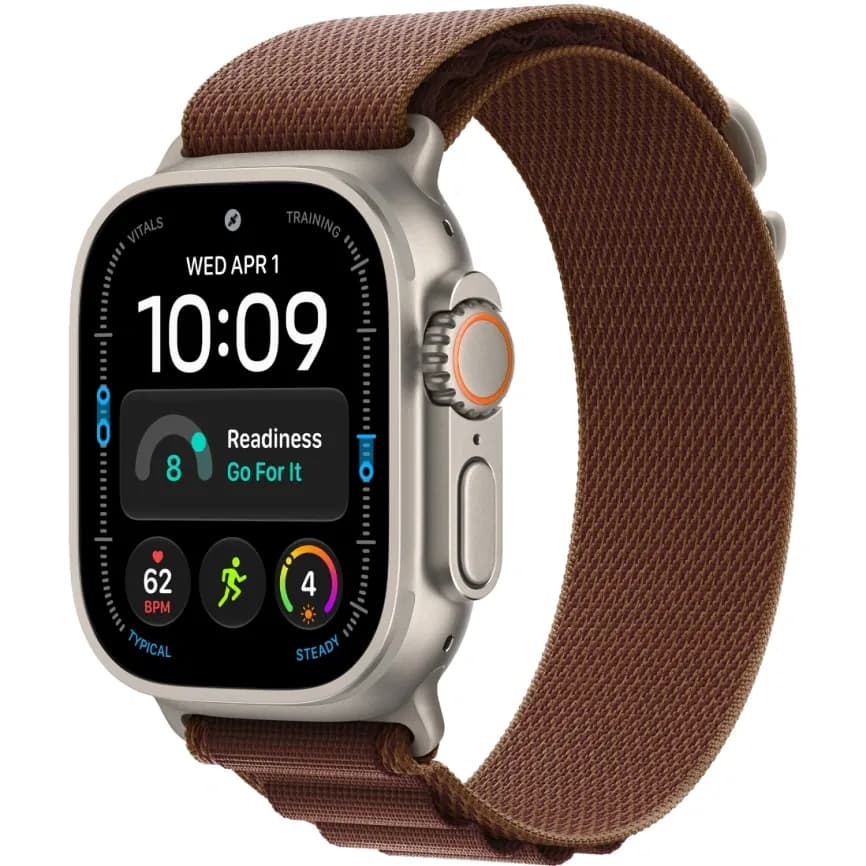Apple Watch Ultra 4 (2026) 49mm Natural Titanium case Burgundy Alpine Loop (M)