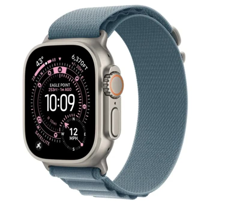 Apple Watch Ultra 3 49mm Natural Titanium case Light Blue Alpine Loop (L)