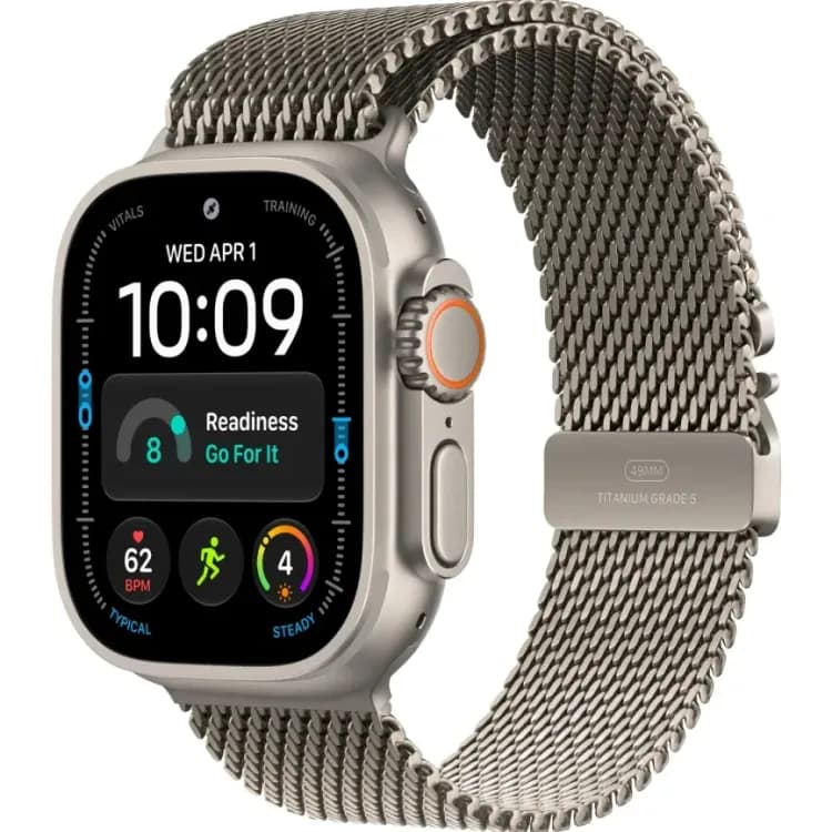 Apple Watch Ultra 4 (2026) 49mm Natural Titanium case Titanium Milanese Loop Black (M)