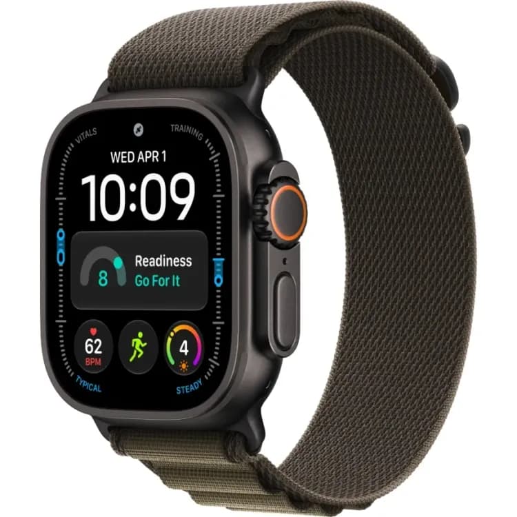 Apple Watch Ultra 4 (2026) 49mm Black Titanium case Dark Olive Alpine Loop (S)