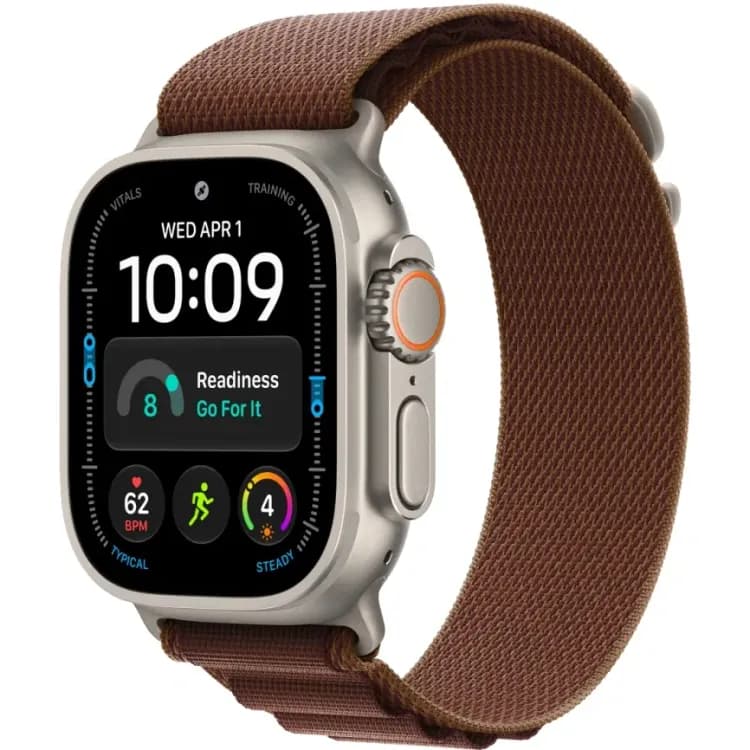 Apple Watch Ultra 4 (2026) 49mm Natural Titanium case Burgundy Alpine Loop (L)
