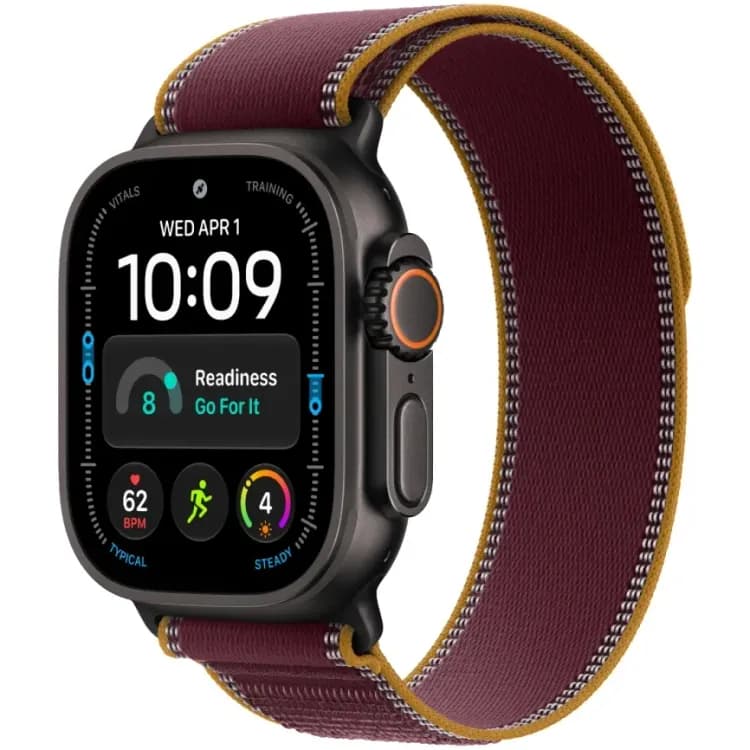 Apple Watch Ultra 4 (2026) 49mm Black Titanium case Burgundy Trail Loop (S/M)