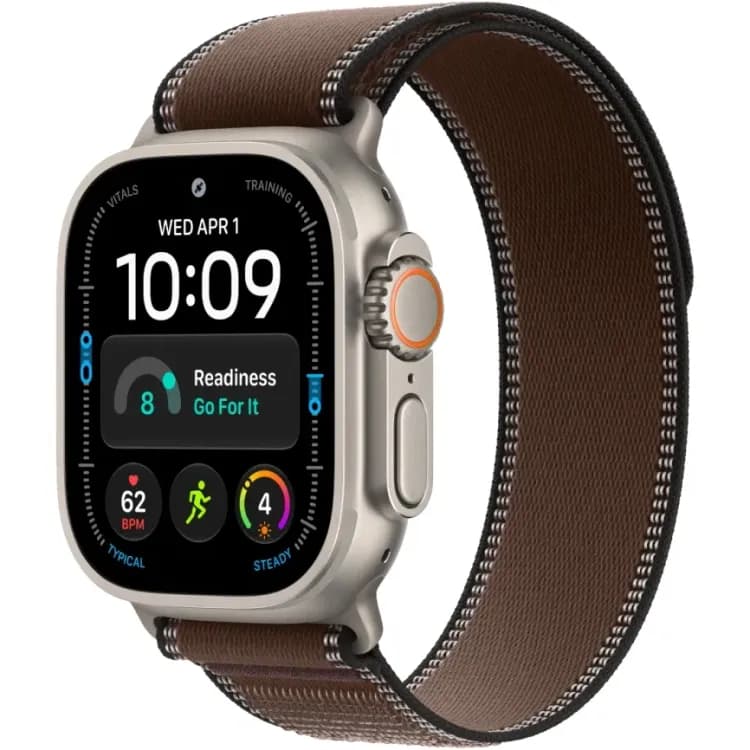Apple Watch Ultra 4 (2026) 49mm Natural Titanium case Dark Umber Trail Loop (S/M)