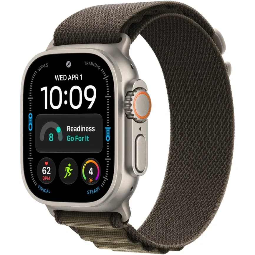 Apple Watch Ultra 4 (2026) 49mm Natural Titanium case Dark Olive Alpine Loop (M)