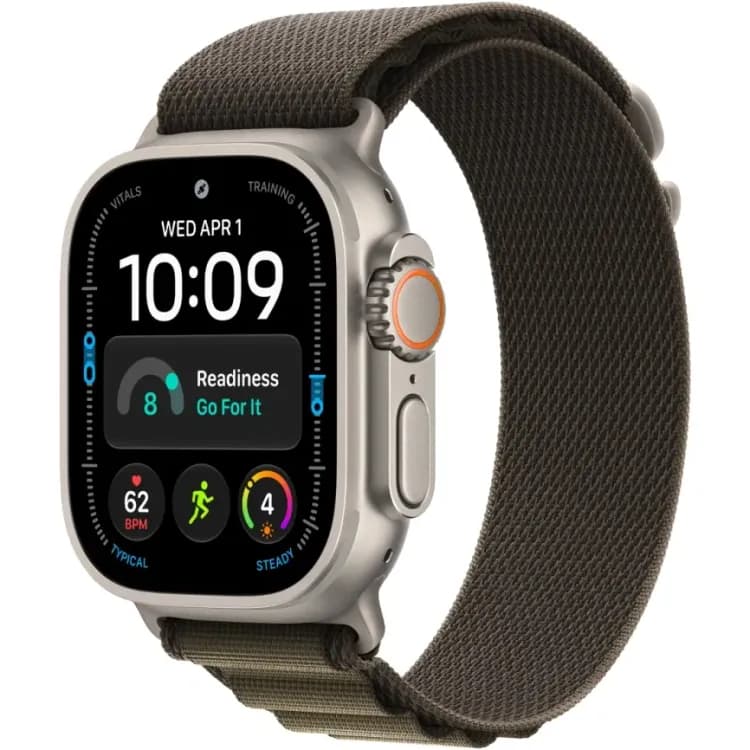 Apple Watch Ultra 4 (2026) 49mm Natural Titanium case Dark Olive Alpine Loop (L)